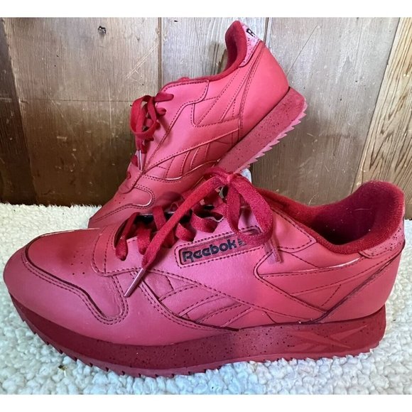 Reebok Classics Red Leather Speckle Running Sneaker Shoes Mens US Size 10.5 - Picture 2 of 8